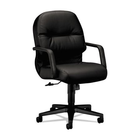 Hon PILLOW-SOFT 2090 LEATHER MANAGERIAL MID-BACK SWIVEL/TILT CHAIR, UP TO 300 lb, BLACK SEAT/BACK, BASE 2092SR11T